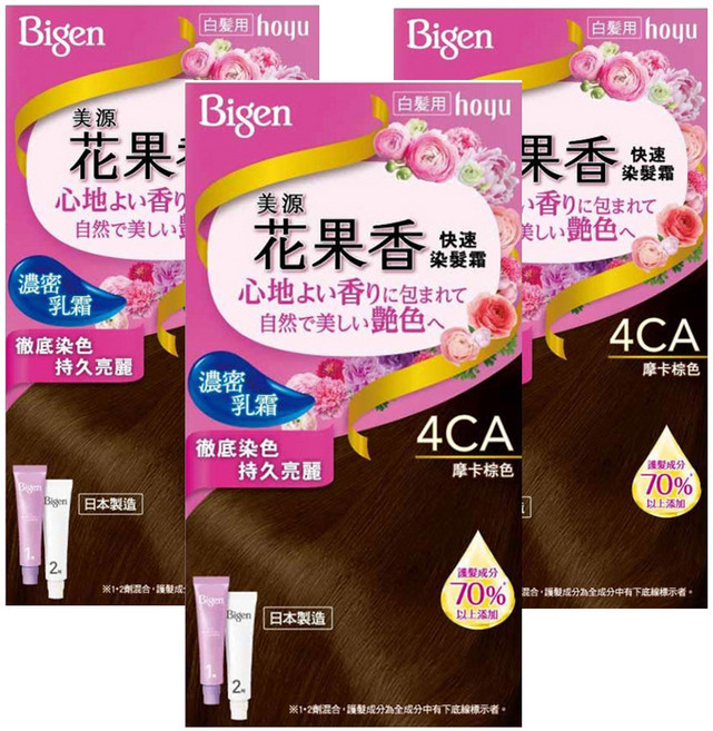 Bigen 美源 花果香快速染髮霜, 4CA摩卡棕色, 3盒