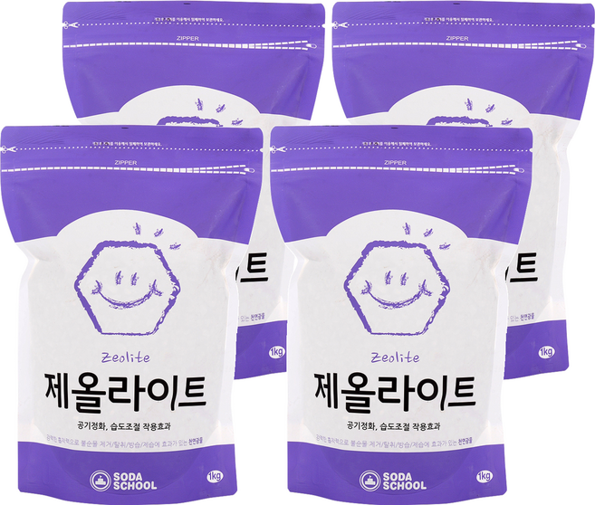 소다스쿨 제올라이트 탈취제, 1kg, 4개