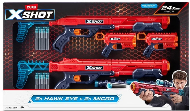 X SHOT 赤火系列 狙擊之王對戰組 2.0 射擊玩具, 1套, 紅色 + 藍色 + 黑色