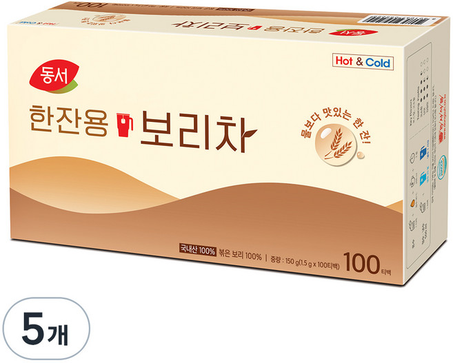 동서 한잔용 보리차, 1.5g, 100개입, 5개