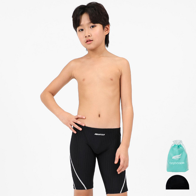 아쿠아티카 남아용 실내 수영복 + 스판 수영모자 + 비닐백 세트 AQAJB494