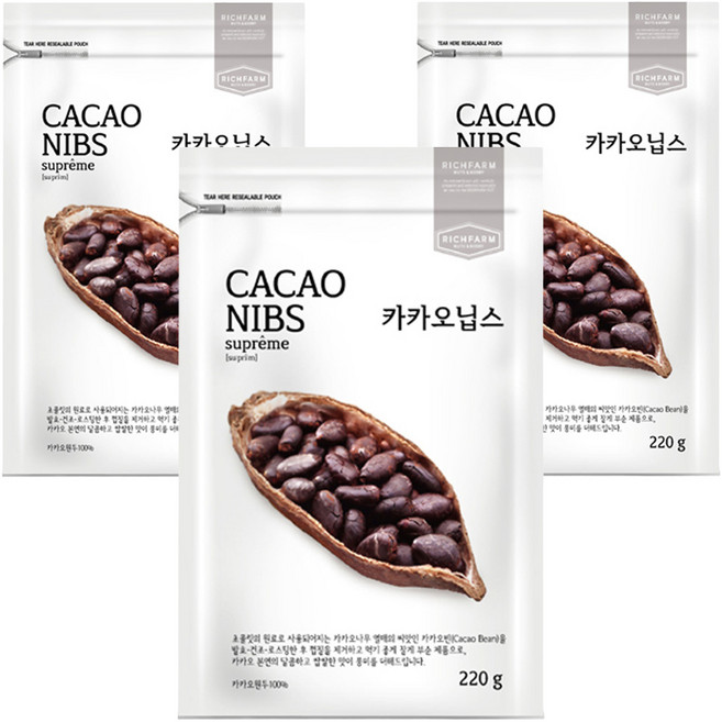 리치팜너트 카카오닙스, 220g, 3개