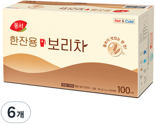 동서 한잔용 보리차, 1.5g, 100개입, 6개