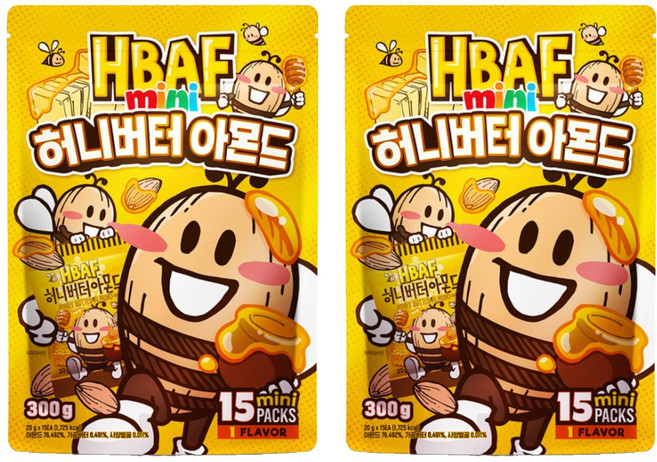 바프 미니 허니버터 아몬드 15p, 2개, 300g