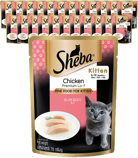 쉬바 키튼 고양이 간식 파우치, 닭, 70g, 24개 - 쿠팡