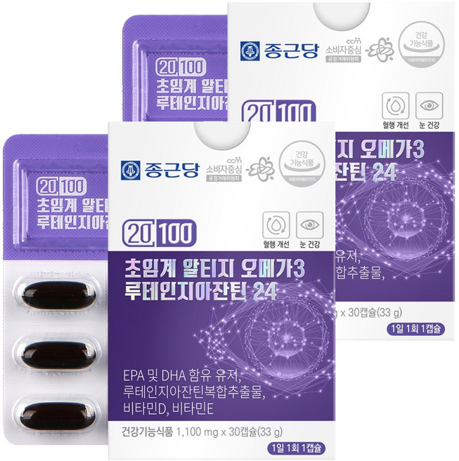 Chong Kun Dang 鍾根堂 超臨界rTG Omega-3葉黃素24膠囊, 30顆, 2盒