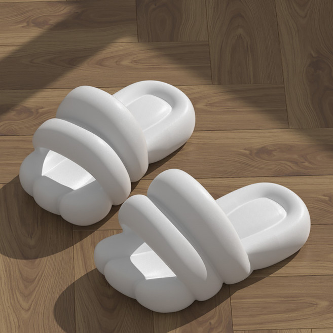 도림 말랑말랑 뚱카롱 슬리퍼 미끄럼방지 층간소음 EVA 실내화, 화이트, 1개