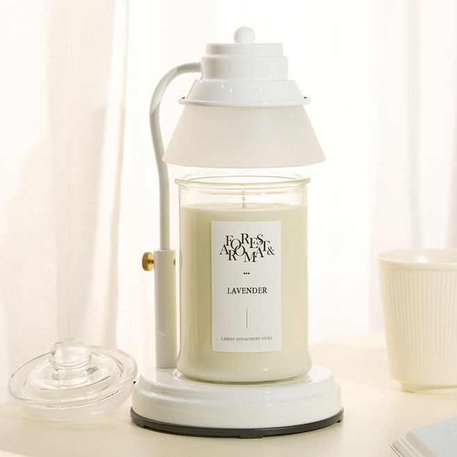 캔들백화점 타이머 캔들워머 + 소이캔들 750g 세트, 라벤더, 화이트