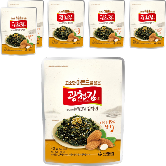 광천김 고소한 아몬드를 넣은 김자반, 6개, 40g