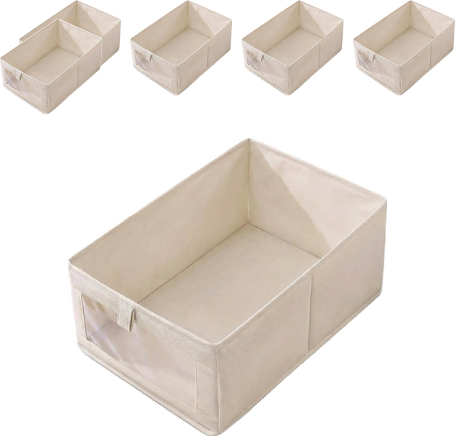 小麥購物 棉麻收納盒 C387 235g, 米色, 6個