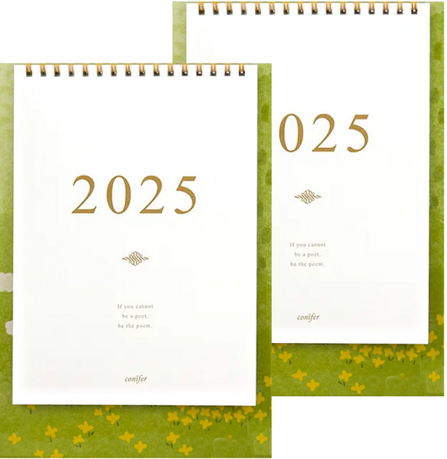 conifer 綠的事務 2025年25K時間絮語直式桌曆, 2本, 白日夢山 綠色