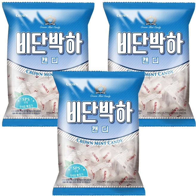 크라운 비단박하캔디, 140g, 3개