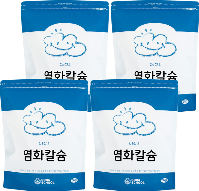 소다스쿨 염화칼슘 리필, 3kg, 4개