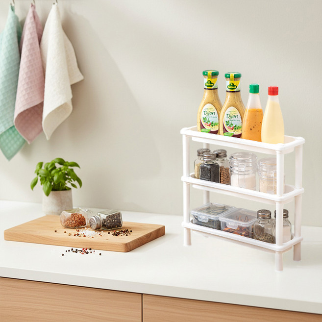 MF스토어 조립식 멀티 다용도 미니 기본형 선반 화장품 욕실 정리함, 화이트, 3단