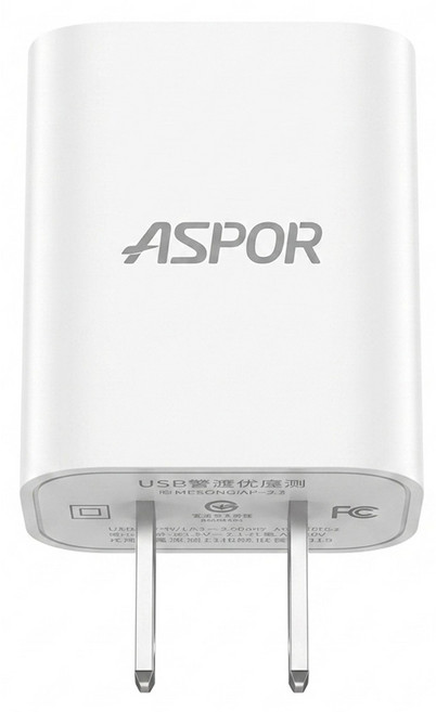 ASPOR 單孔旅充頭 2.1A, 白色, 1個