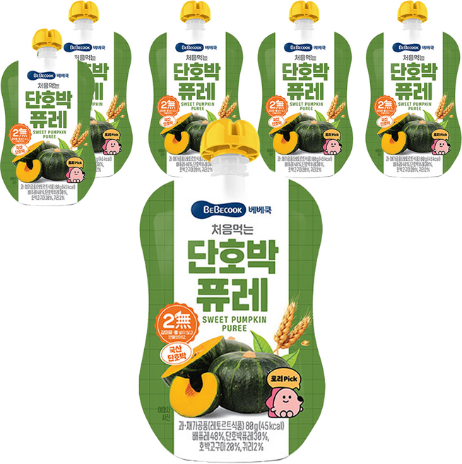 베베쿡 처음먹는 퓨레, 단호박, 80g, 6개