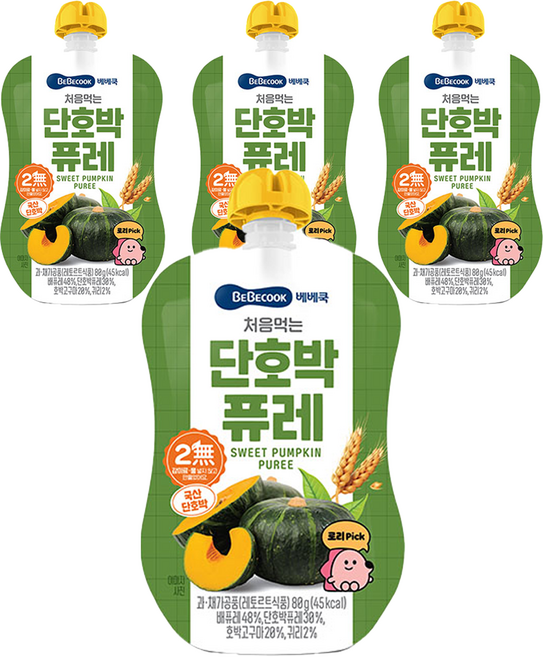 베베쿡 처음먹는 퓨레, 단호박, 80g, 4개