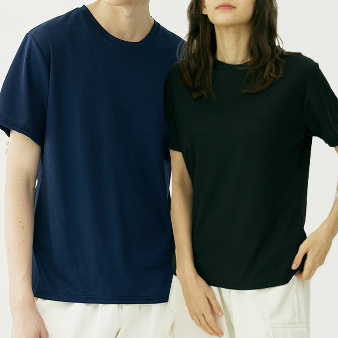 테라우드 쿨 주름 드라이 남여공용 라운드 반팔티 2매