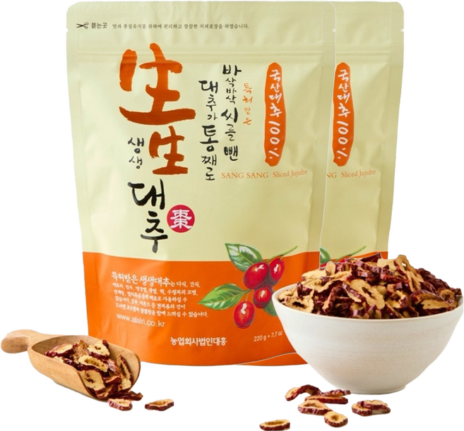 생생대추 국산 대추칩 슬라이스, 2개, 220g