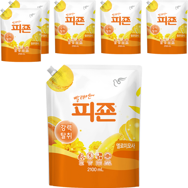 피죤 레귤러 섬유유연제 옐로미모사 리필, 2.1L, 1개입, 6개