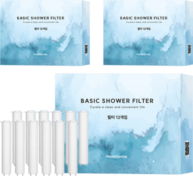 해피달링 베이직 샤워기 바디 필터 리필용 12p, 3개, 무향