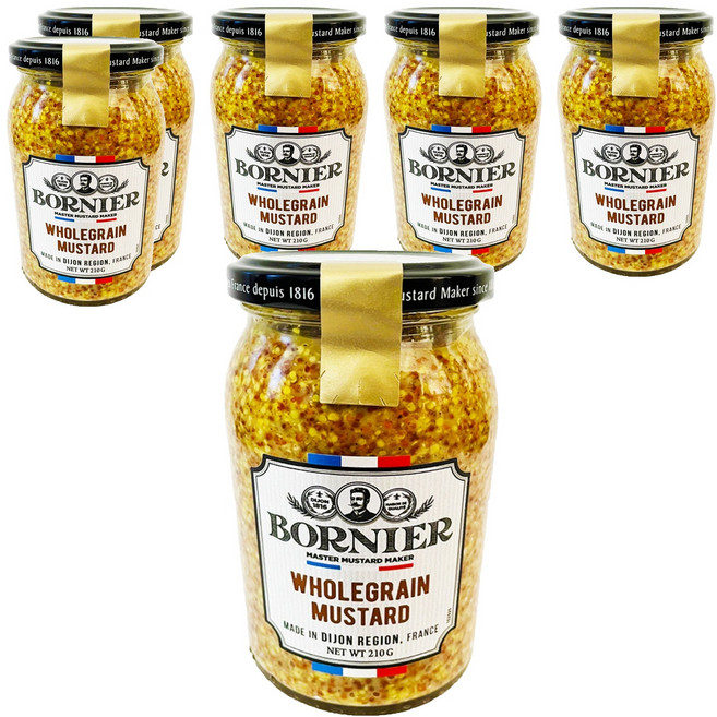 BORNIER 全穀芥末籽醬, 210g, 6個