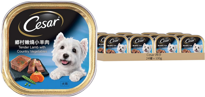 Cesar 西莎 狗罐頭, 鄉村嫩燒小羊肉, 100g, 24罐