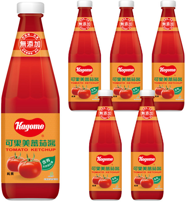KAGOME 可果美 蕃茄醬 玻璃罐, 700g, 6瓶