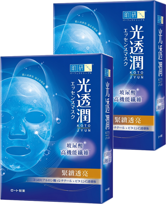 HADALABO 肌研 台灣公司貨 光透潤玻尿酸纖維緊緻面膜 28ml, 6片, 2盒