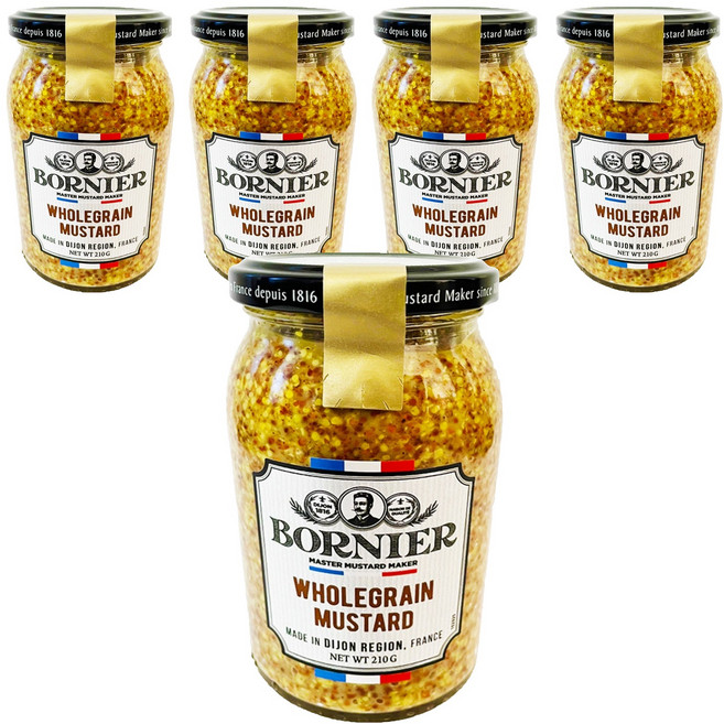 BORNIER 全穀芥末籽醬, 210g, 5個