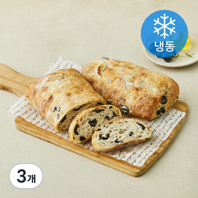 프레시오늘 저온숙성 소프트 수제 저당 올리브 치아바타 2개입 (냉동), 300g, 3개