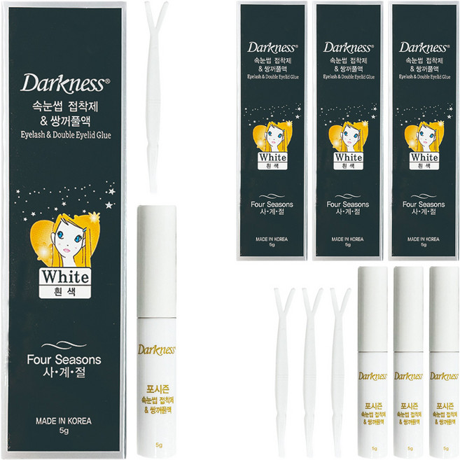 다크니스 포시즌 속눈썹 접착제 쌍꺼풀액, 흰색, 4개
