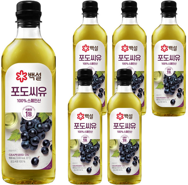 백설 포도씨유, 900ml, 6개