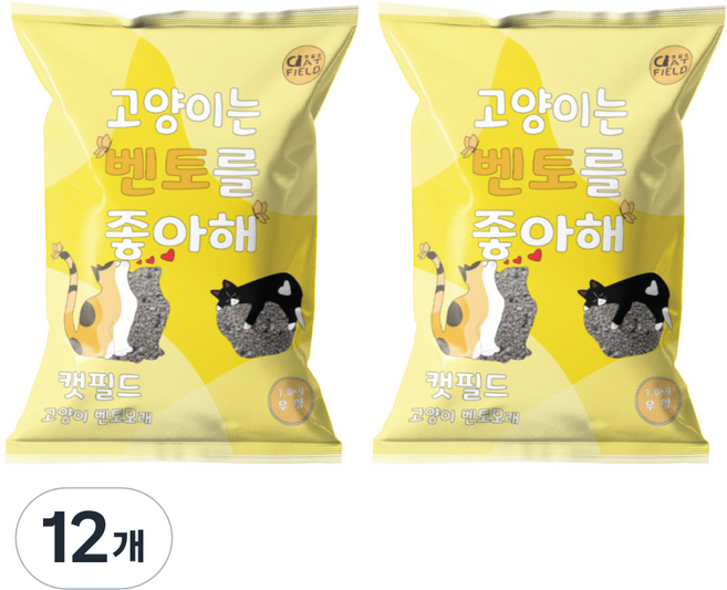 캣필드 응고형 고양이 벤토 모래, 7kg, 12개, 무향