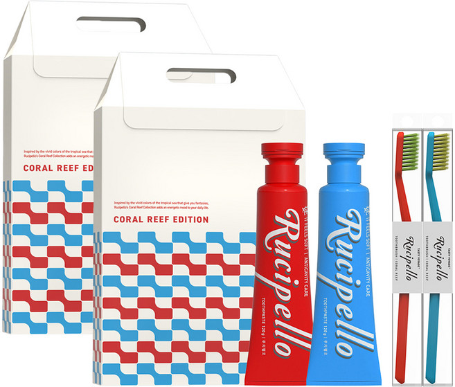 루치펠로 치약 2종 + 코랄리프 칫솔 2종 세트, 2세트