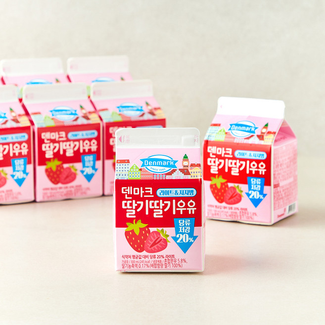 덴마크 딸기딸기 우유, 300ml, 8개