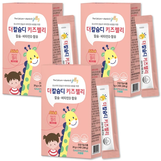 지엠팜 더칼슘디 키즈젤리, 280g, 3개 - 쿠팡