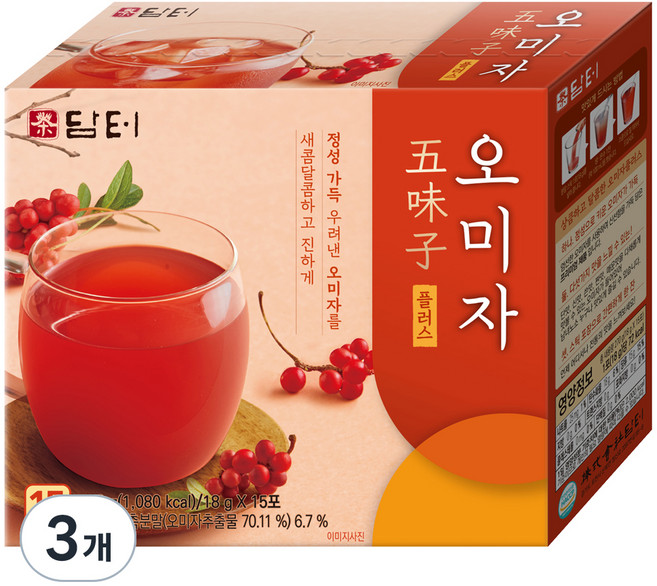 담터 오미자 플러스 과실차, 18g, 15개입, 3개