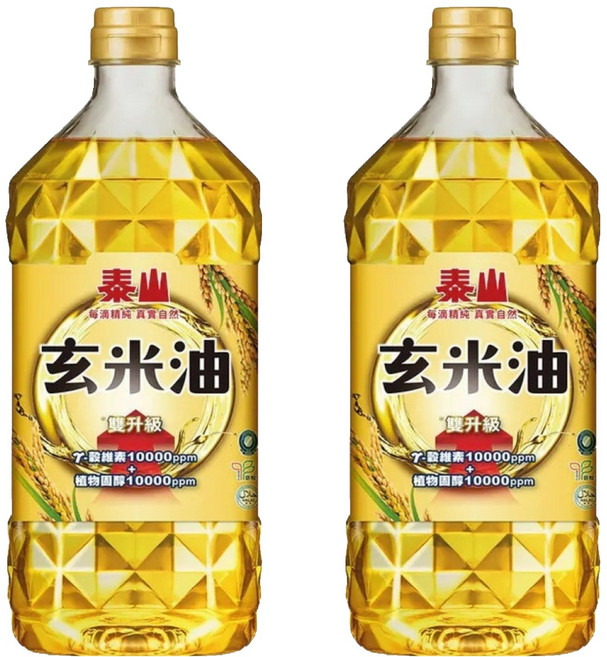 TAISUN 泰山 玄米油 高溫耐受 含植物固醇 富含糙米獨特元素γ-穀維素, 1.5L, 2瓶