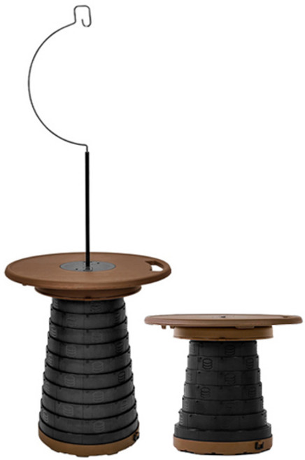 아코디언 접이식 캠핑 체어 테이블 + 랜턴걸이 세트, 브라운, 1세트