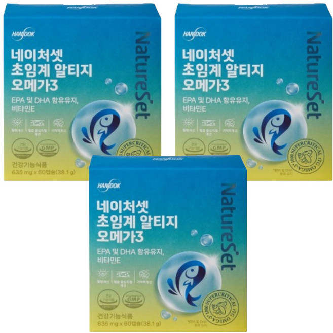 네이처셋 초임계 알티지 오메가3, 60정, 3개