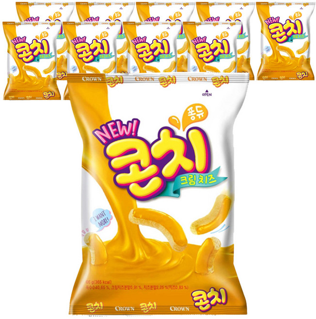 크라운 콘치 치즈크림, 66g, 10개