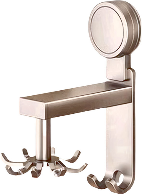 吸盤廚房旋轉掛鉤壁掛式置物架, 1個, 槍灰色