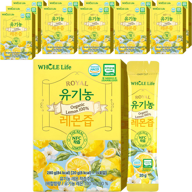WHOLELIFE 유기농 레몬즙 14p, 280g, 12개