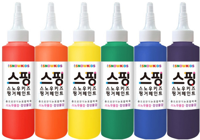 스노우키즈 감성물감 색감교육용 핑거페인트, 140ml, 6색