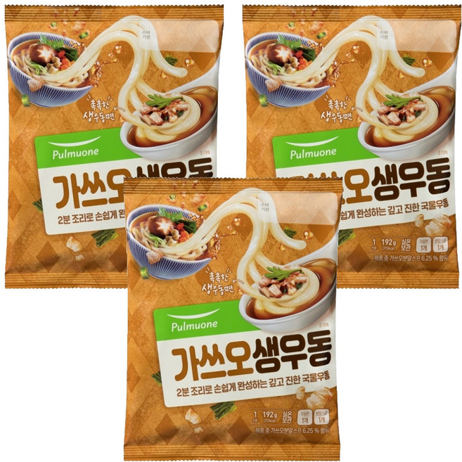 풀무원 가쓰오 생 우동 1인분, 192g, 3개