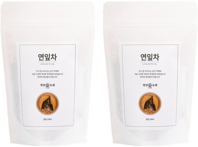 청년농원 저온가공 연잎차 삼각티백, 1g, 50개입, 2개