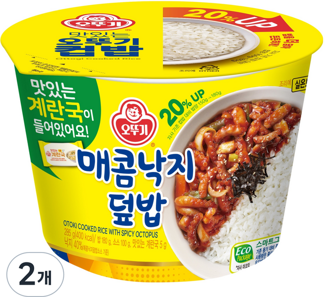오뚜기 즉석국 컵밥 매콤낙지덮밥, 2개, 285g