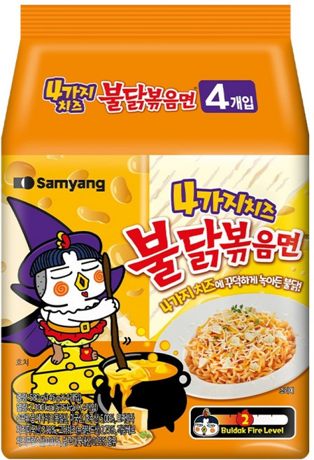 불닭볶음면 4가지 치즈 145g, 4개