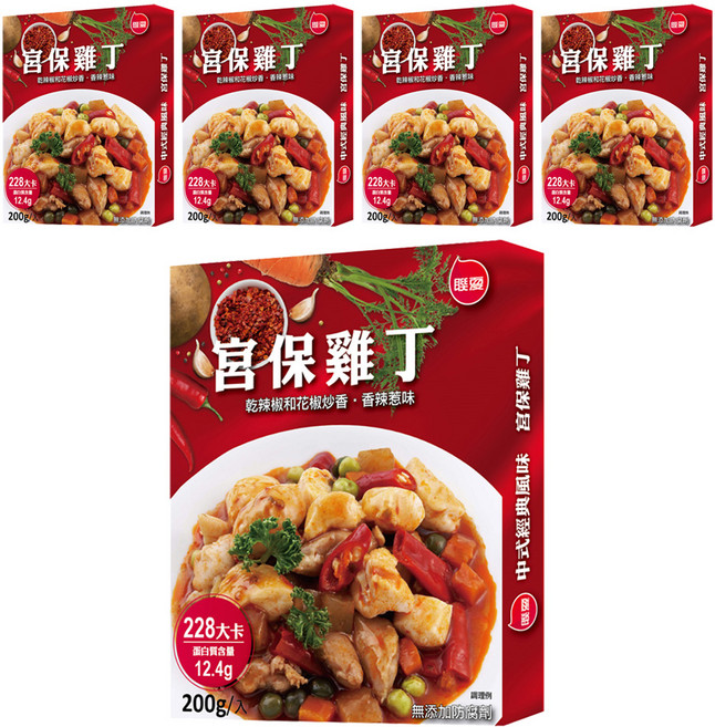 聯夏 宮保雞丁調理包, 200g, 5盒
